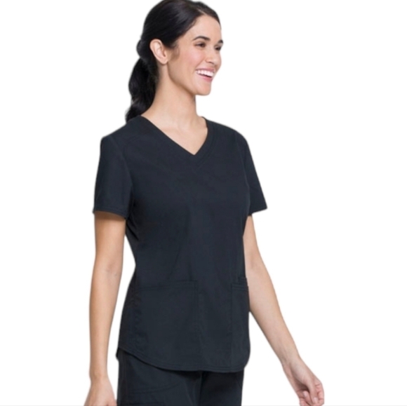 Scrubstar Tops - SCRUBSTAR Women's Core Essentials Stretch V-Neck Scrub Top WM01T893 2XL Black